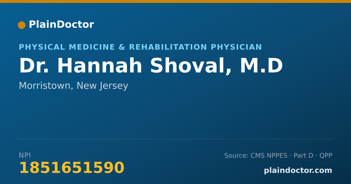 Shareable card for Hannah Shoval, M.D - Physical Medicine & Rehabilitation Physician, Morristown, NJ