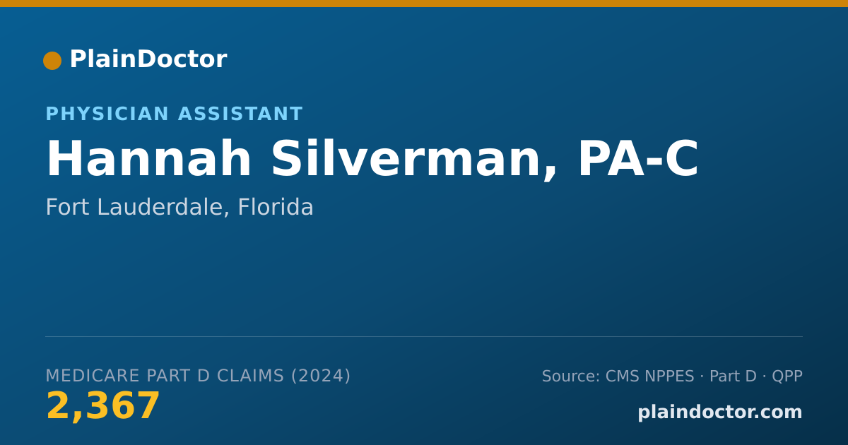 Shareable card for Hannah Silverman, PA-C - Physician Assistant, Fort Lauderdale, FL
