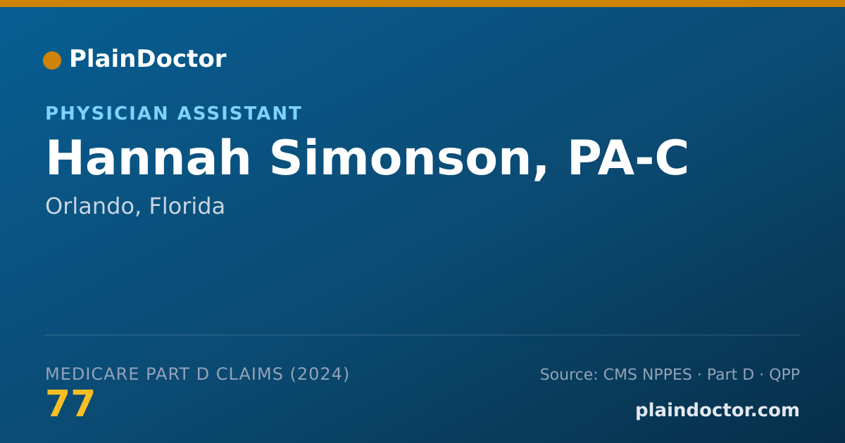 Shareable card for Hannah Simonson, PA-C - Physician Assistant, Orlando, FL