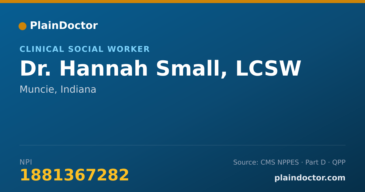 Shareable card for Hannah Small, LCSW - Clinical Social Worker, Muncie, IN