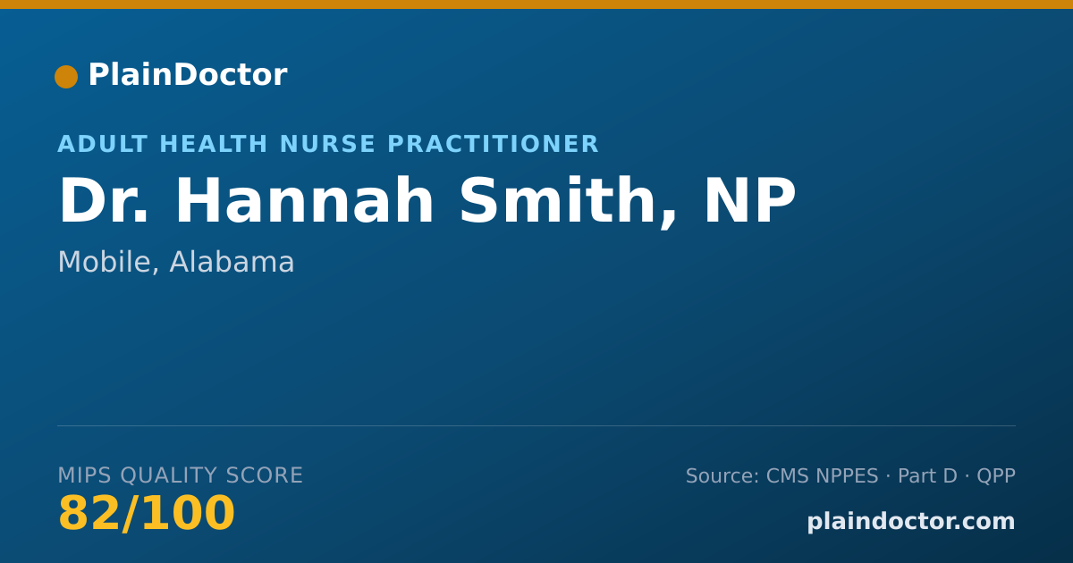 Shareable card for Hannah Smith, NP - Adult Health Nurse Practitioner, Mobile, AL