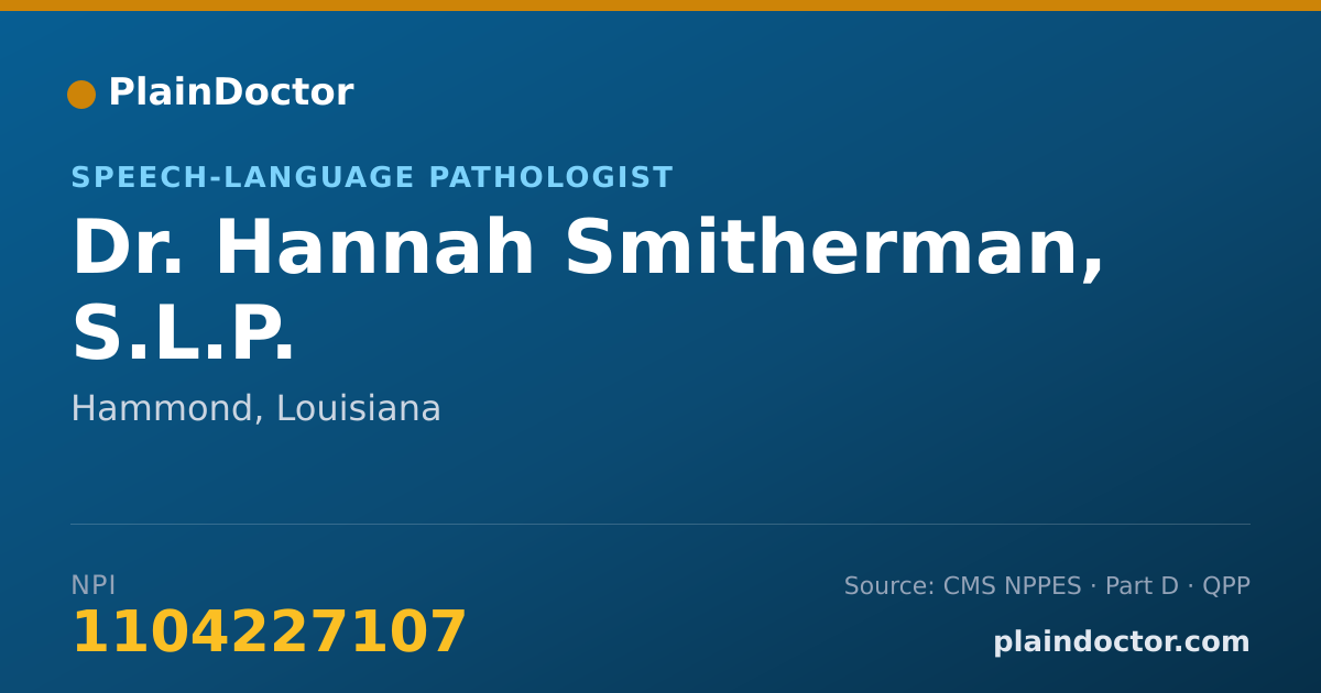 Shareable card for Hannah Smitherman, S.L.P. - Speech-Language Pathologist, Hammond, LA