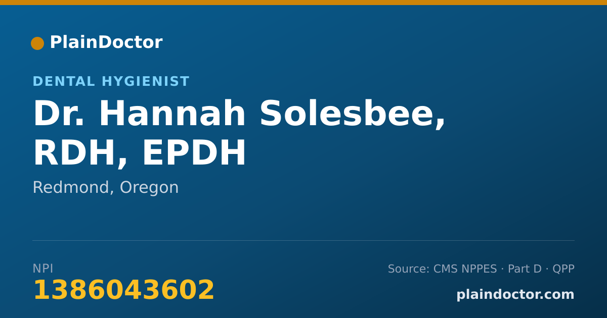 Shareable card for Hannah Solesbee, RDH, EPDH - Dental Hygienist, Redmond, OR