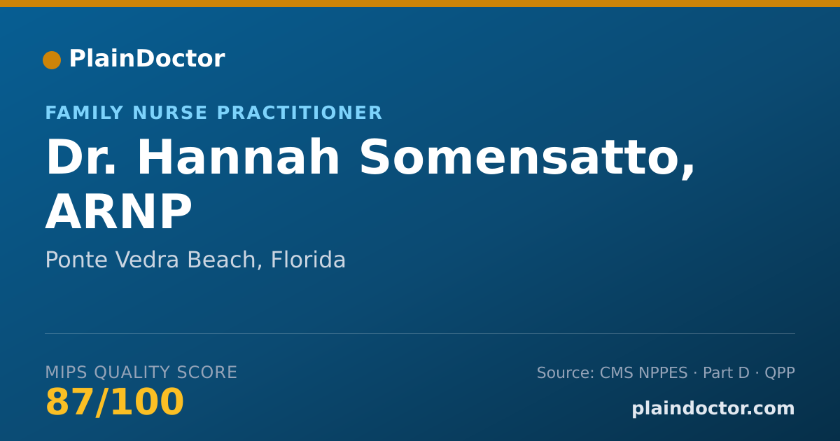 Shareable card for Hannah Somensatto, ARNP - Family Nurse Practitioner, Ponte Vedra Beach, FL