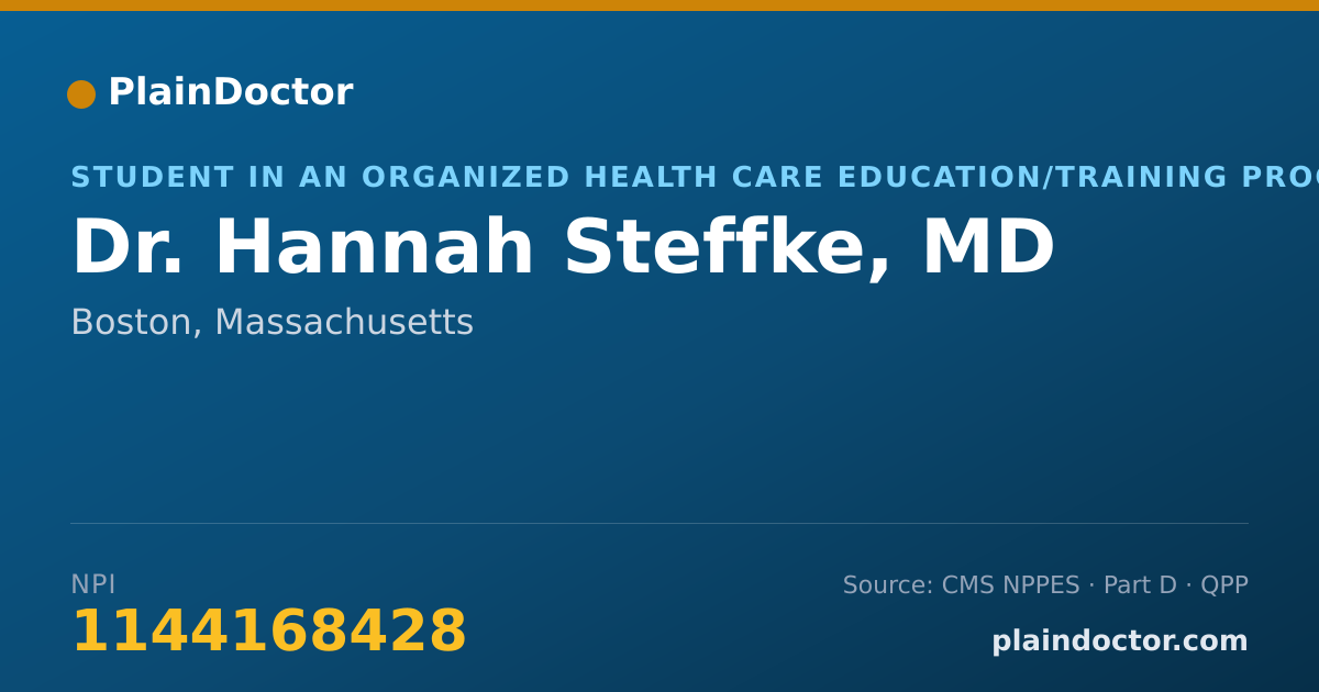 Shareable card for Hannah Steffke, MD - Student in an Organized Health Care Education/Training Program, Boston, MA