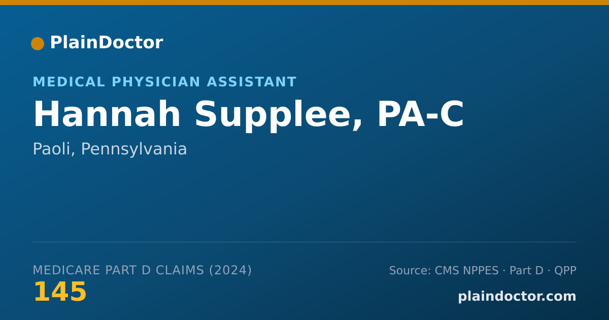 Shareable card for Hannah Supplee, PA-C - Medical Physician Assistant, Paoli, PA