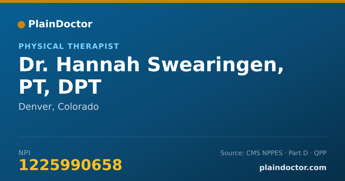 Shareable card for Hannah Swearingen, PT, DPT - Physical Therapist, Denver, CO