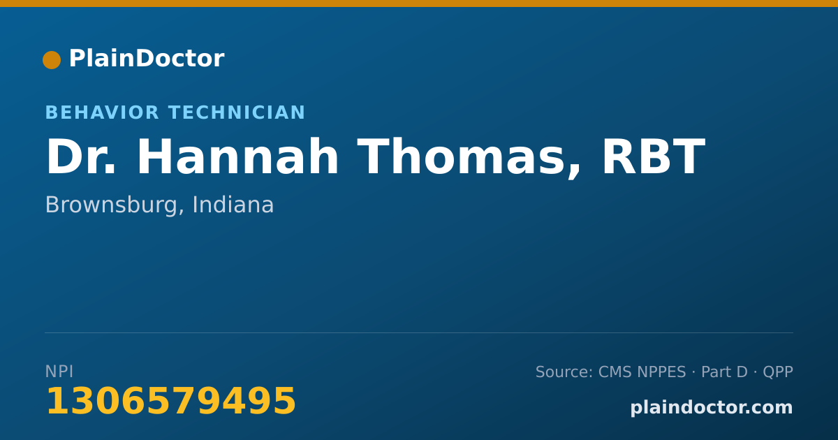 Shareable card for Hannah Thomas, RBT - Behavior Technician, Brownsburg, IN