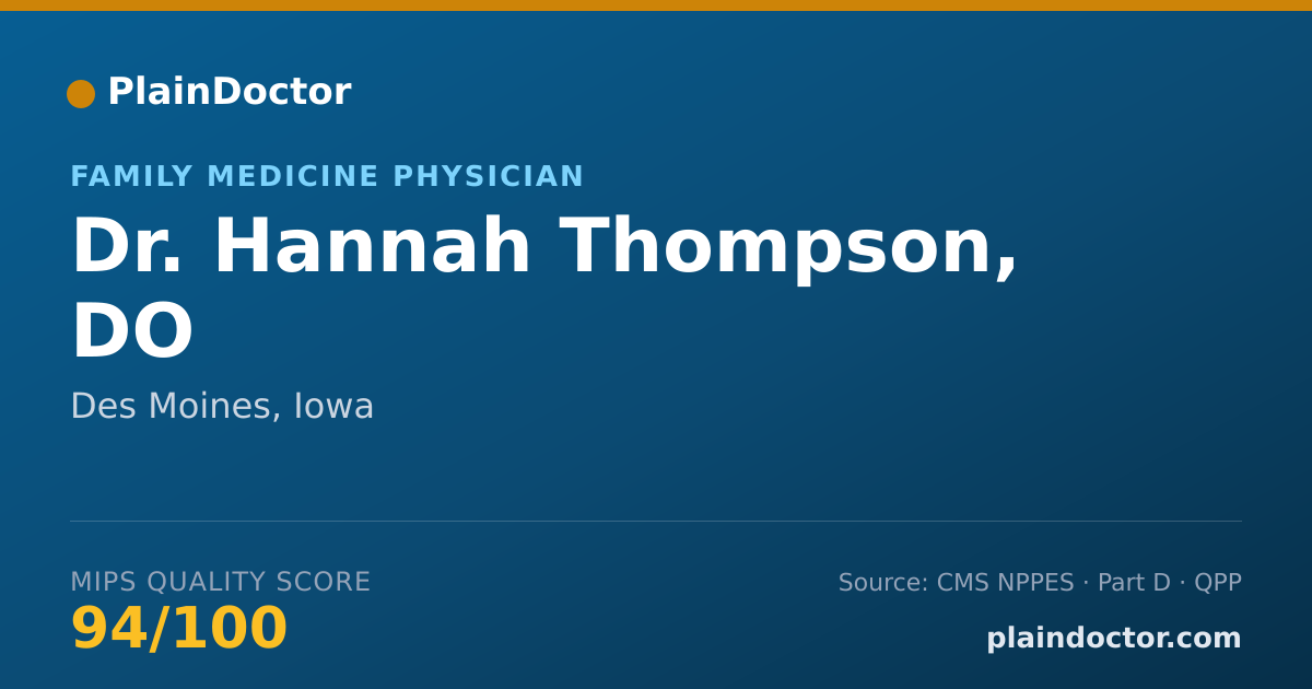 Shareable card for Hannah Thompson, DO - Family Medicine Physician, Des Moines, IA
