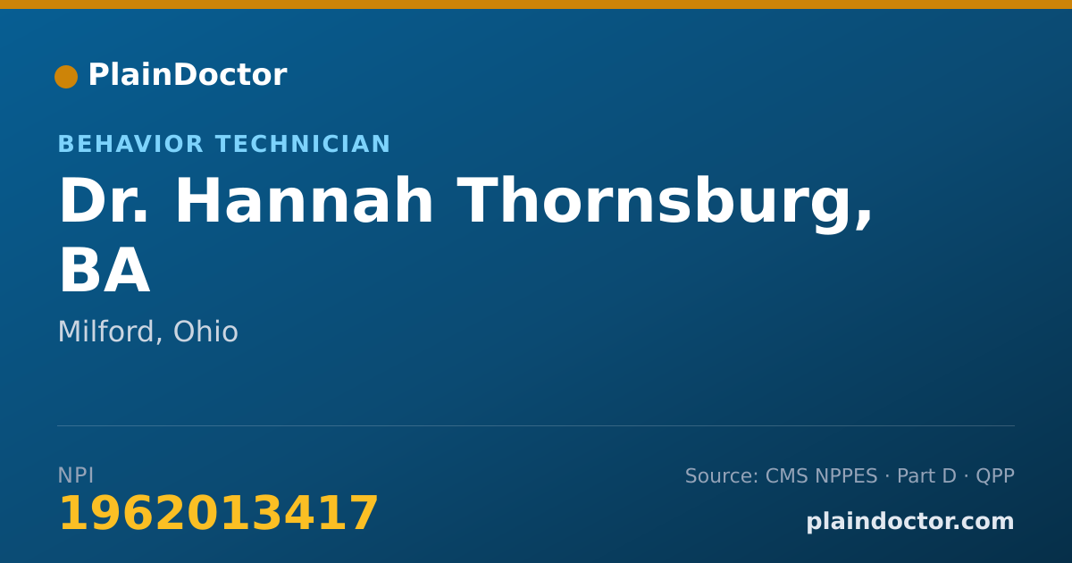 Shareable card for Hannah Thornsburg, BA - Behavior Technician, Milford, OH