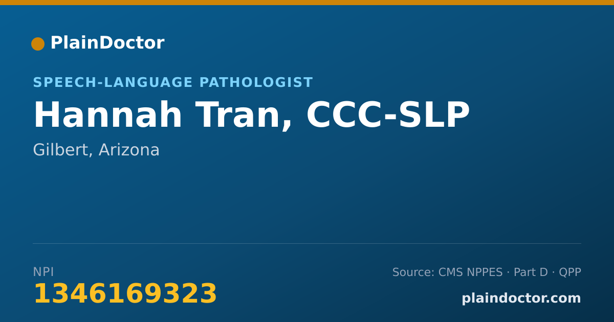 Shareable card for Hannah Tran, CCC-SLP - Speech-Language Pathologist, Gilbert, AZ