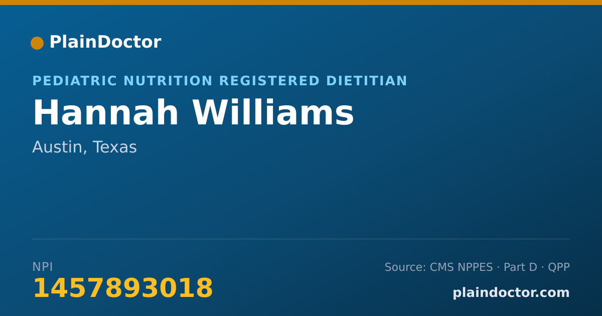 Shareable card for Hannah Williams - Pediatric Nutrition Registered Dietitian, Austin, TX