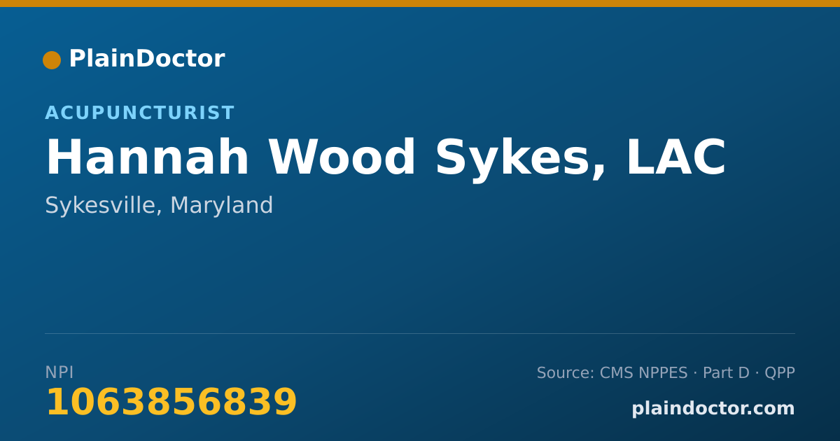 Shareable card for Hannah Wood Sykes, LAC - Acupuncturist, Sykesville, MD