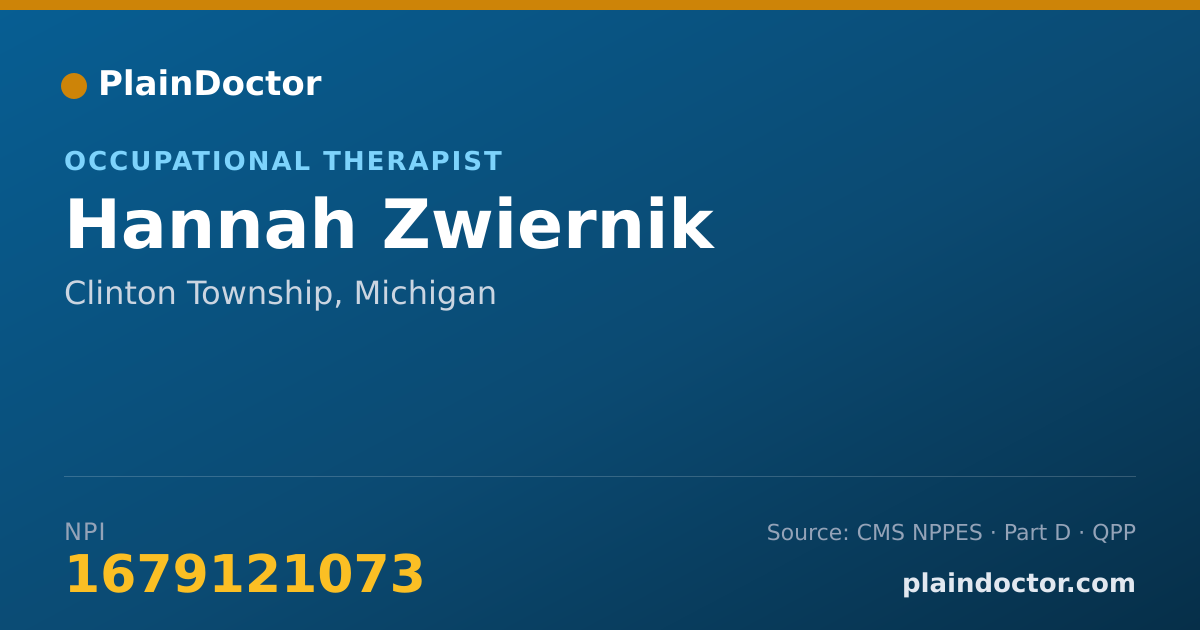 Shareable card for Hannah Zwiernik - Occupational Therapist, Clinton Township, MI