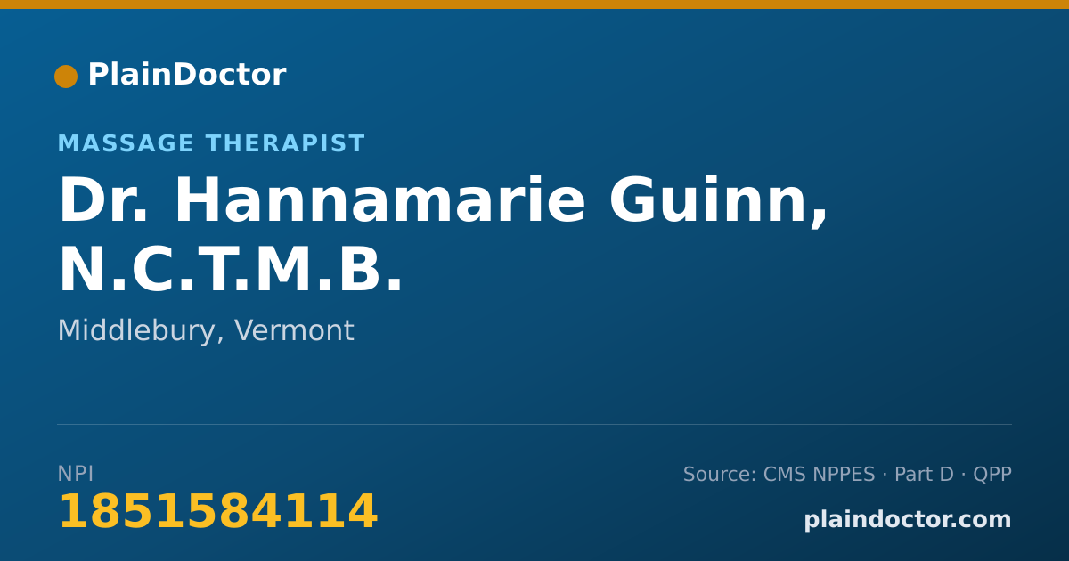 Shareable card for Hannamarie Guinn, N.C.T.M.B. - Massage Therapist, Middlebury, VT