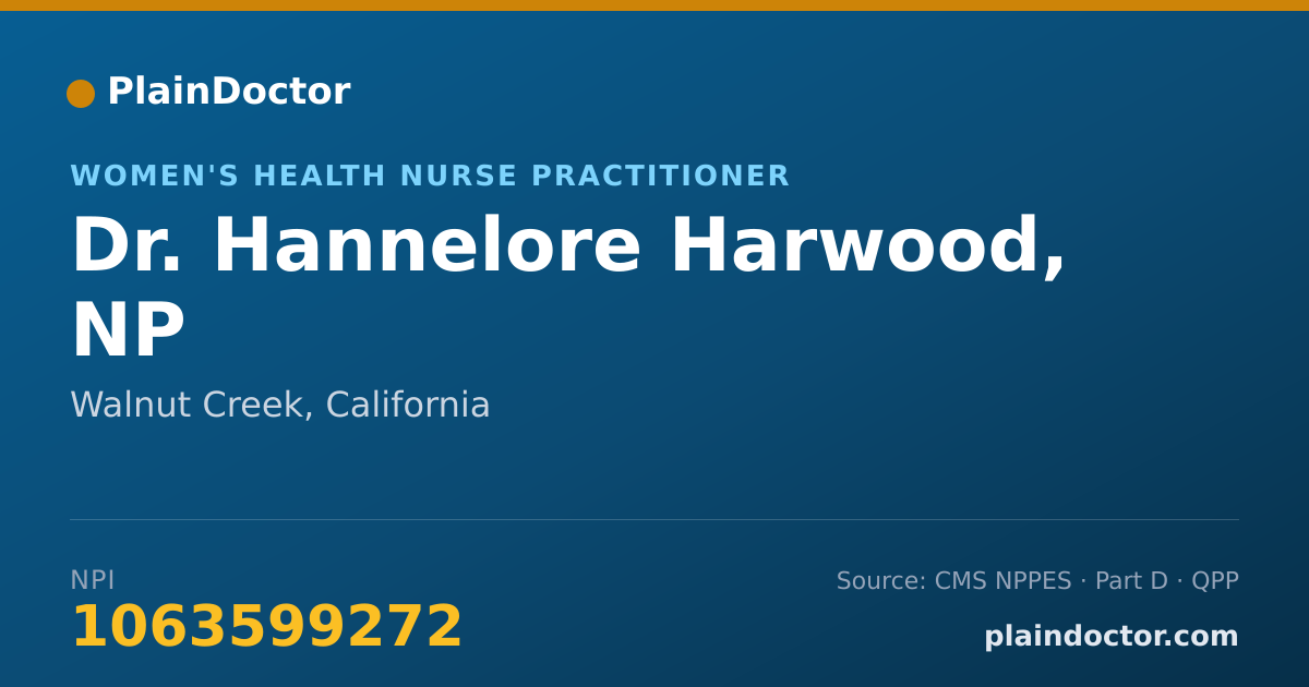Shareable card for Hannelore Harwood, NP - Women's Health Nurse Practitioner, Walnut Creek, CA