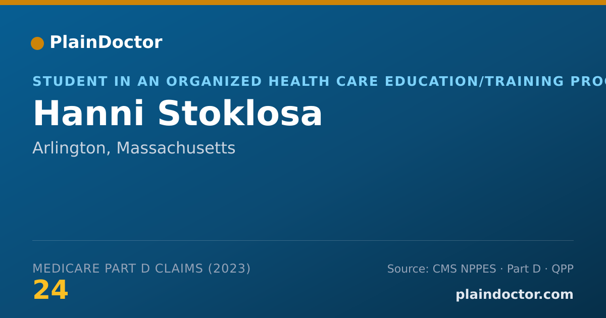 Shareable card for Hanni Stoklosa - Student in an Organized Health Care Education/Training Program, Arlington, MA