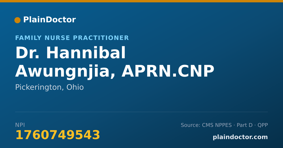 Shareable card for Hannibal Awungnjia, APRN.CNP - Family Nurse Practitioner, Pickerington, OH