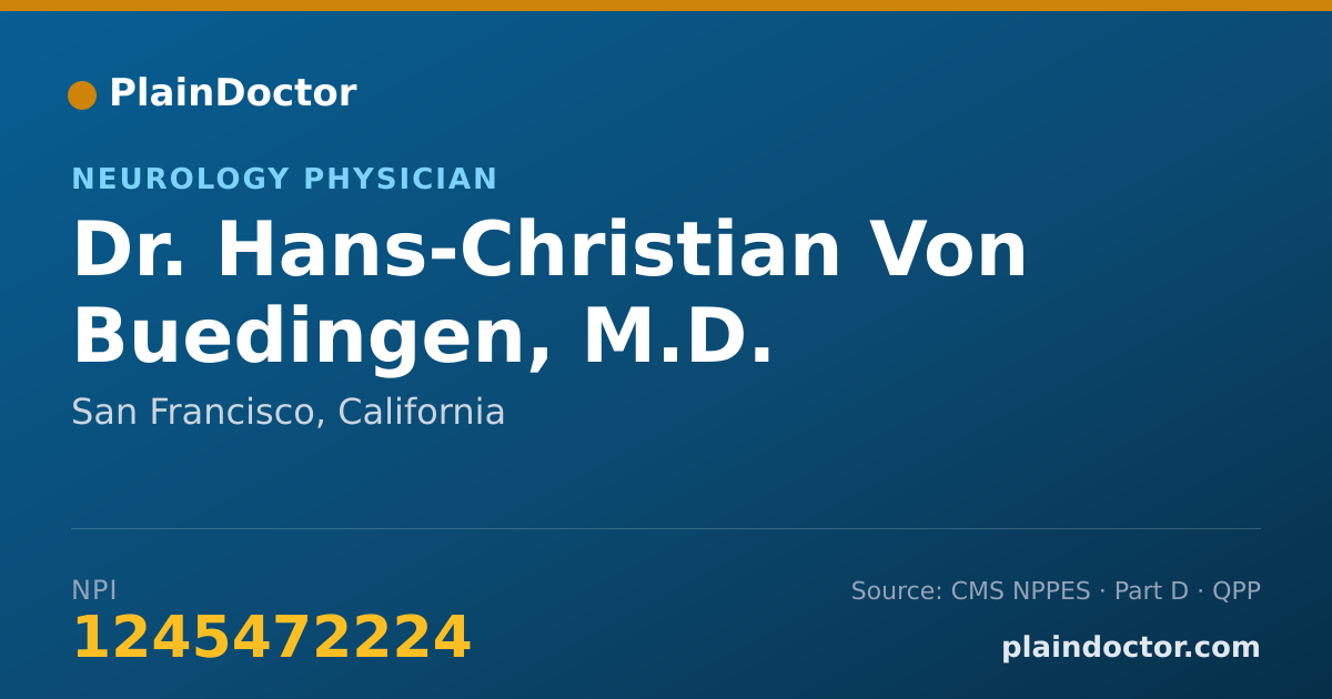 Shareable card for Hans-Christian Von Buedingen, M.D. - Neurology Physician, San Francisco, CA