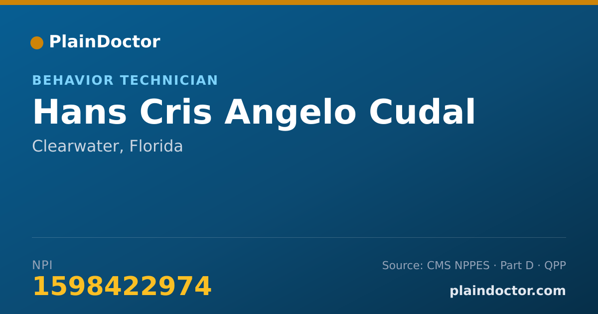 Shareable card for Hans Cris Angelo Cudal - Behavior Technician, Clearwater, FL