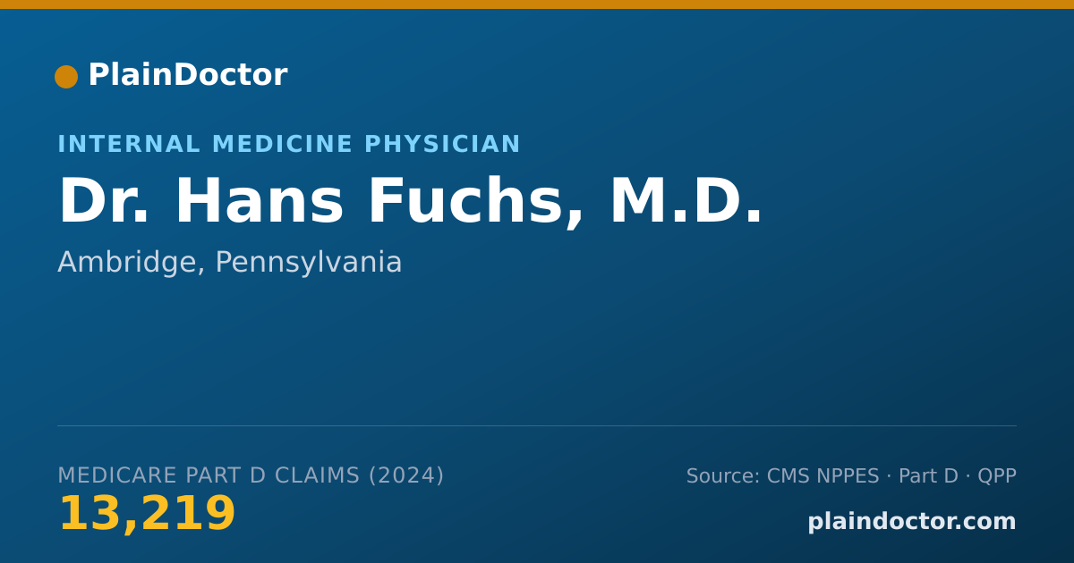 Shareable card for Hans Fuchs, M.D. - Internal Medicine Physician, Ambridge, PA
