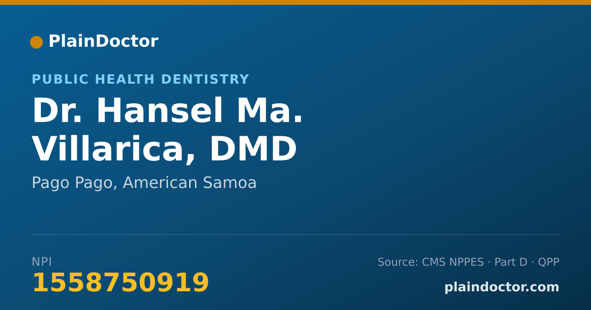 Shareable card for Hansel Ma. Villarica, DMD - Public Health Dentistry, Pago Pago, AS