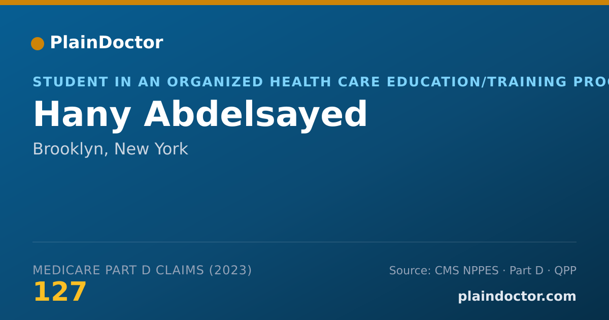 Shareable card for Hany Abdelsayed - Student in an Organized Health Care Education/Training Program, Brooklyn, NY
