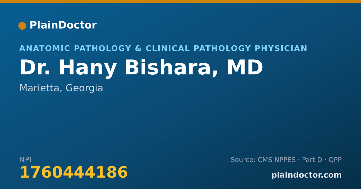 Shareable card for Hany Bishara, MD - Anatomic Pathology & Clinical Pathology Physician, Marietta, GA