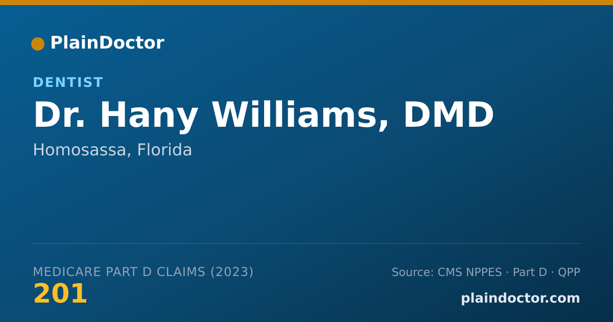 Shareable card for Hany Williams, DMD - Dentist, Homosassa, FL