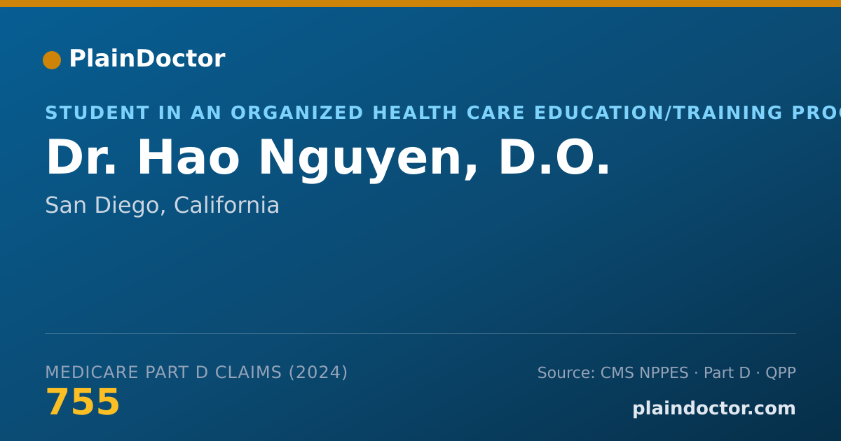 Shareable card for Hao Nguyen, D.O. - Student in an Organized Health Care Education/Training Program, San Diego, CA