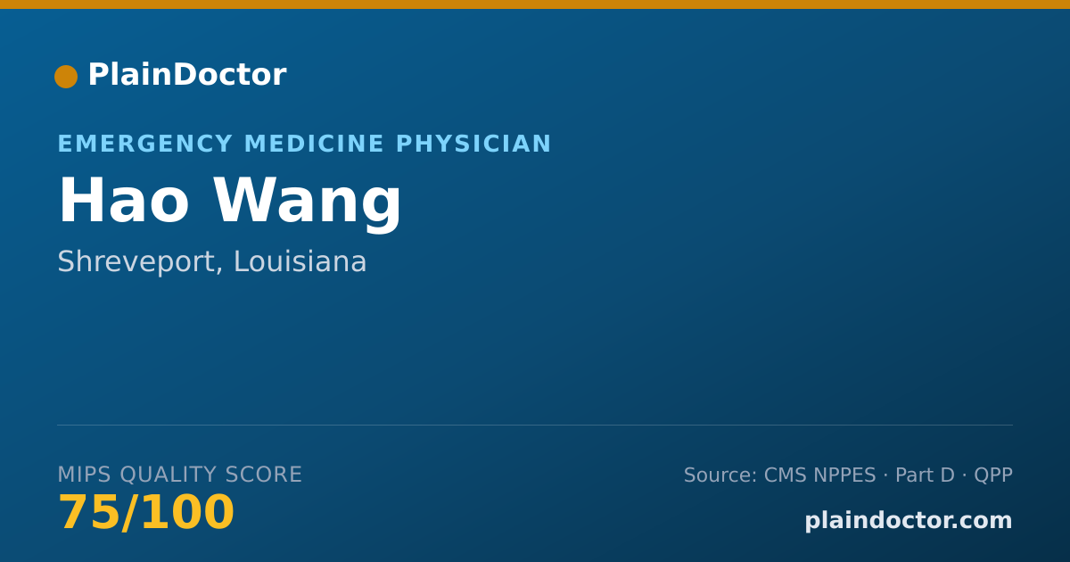 Shareable card for Hao Wang - Emergency Medicine Physician, Shreveport, LA