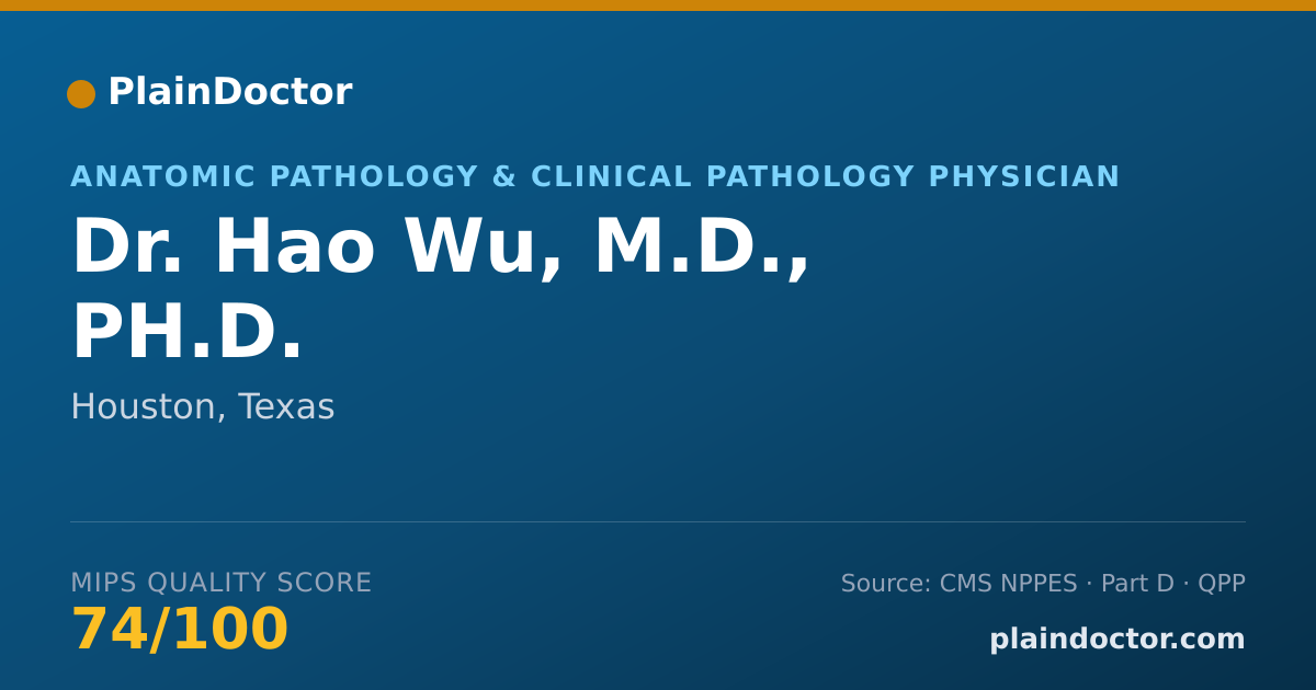 Shareable card for Hao Wu, M.D., PH.D. - Anatomic Pathology & Clinical Pathology Physician, Houston, TX