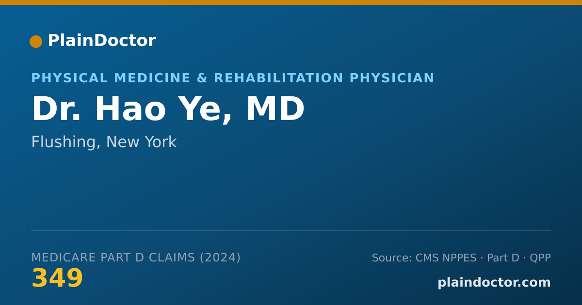 Shareable card for Hao Ye, MD - Physical Medicine & Rehabilitation Physician, Flushing, NY