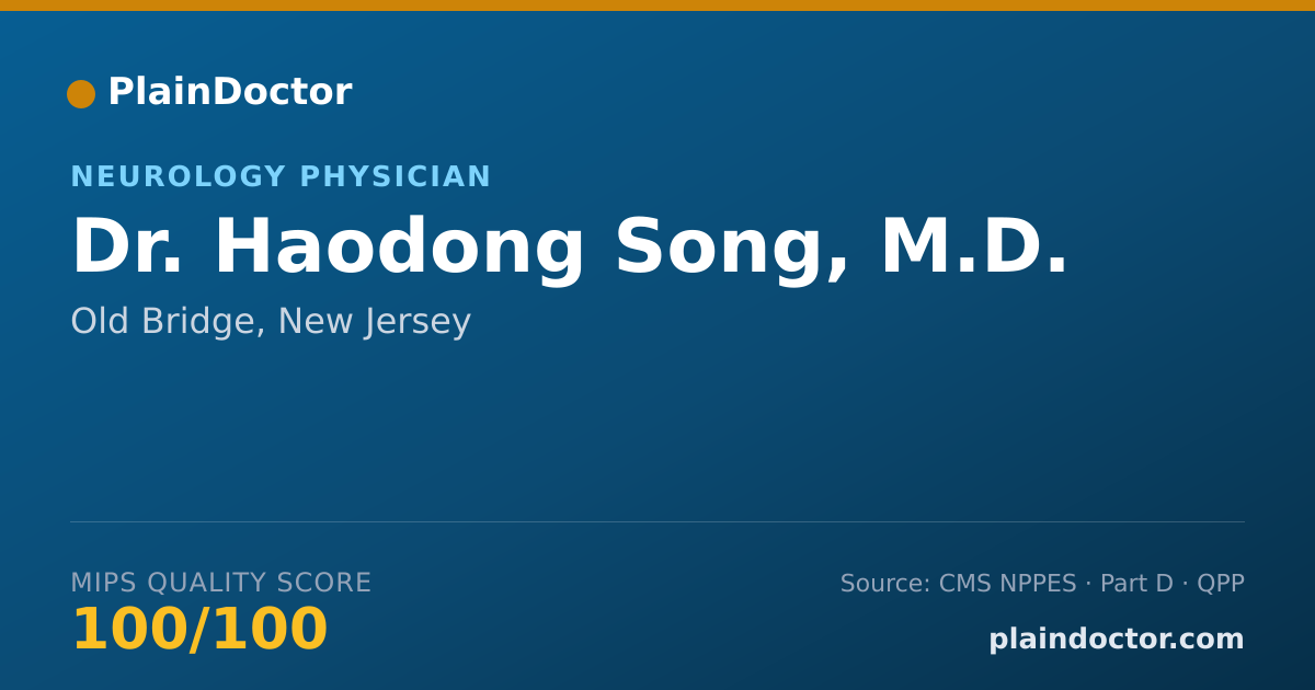 Shareable card for Haodong Song, M.D. - Neurology Physician, Old Bridge, NJ