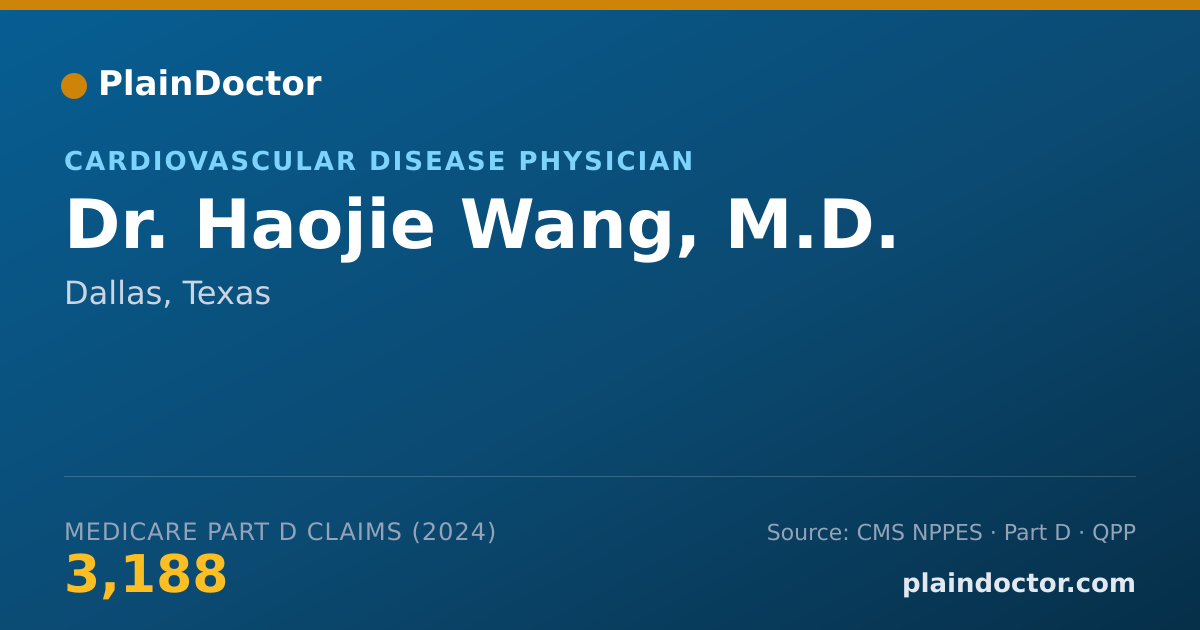 Shareable card for Haojie Wang, M.D. - Cardiovascular Disease Physician, Dallas, TX