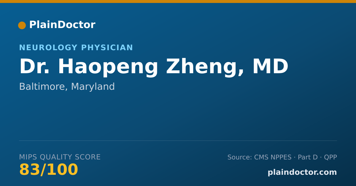 Shareable card for Haopeng Zheng, MD - Neurology Physician, Baltimore, MD
