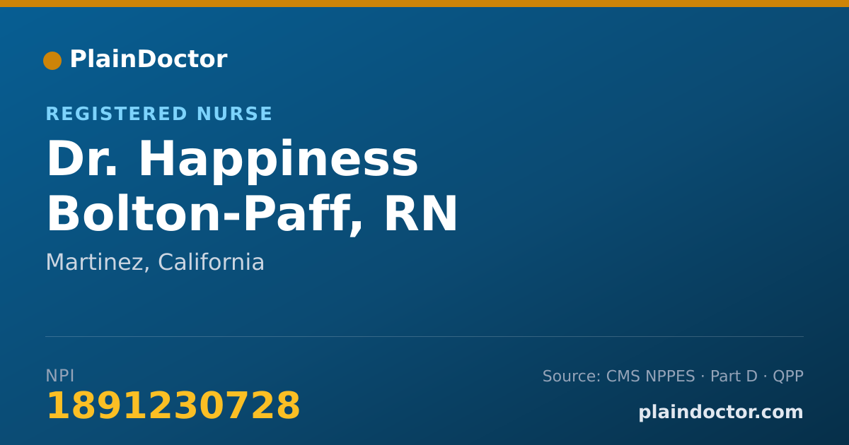 Shareable card for Happiness Bolton-Paff, RN - Registered Nurse, Martinez, CA