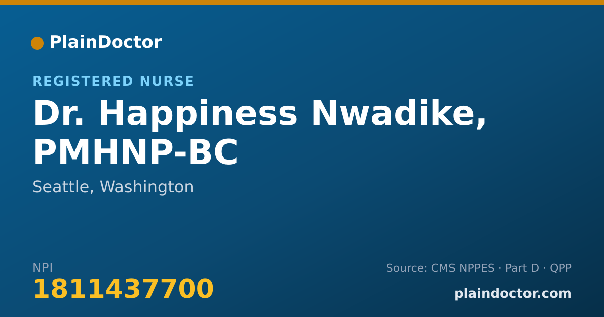 Shareable card for Happiness Nwadike, PMHNP-BC - Registered Nurse, Seattle, WA