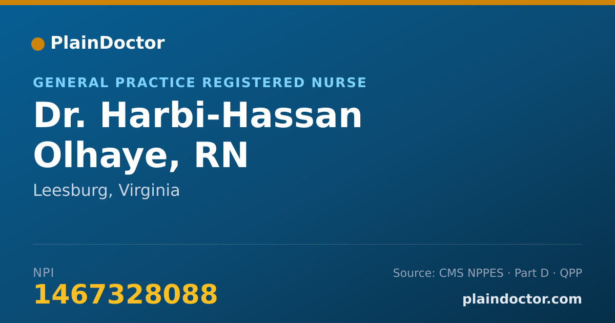 Shareable card for Harbi-Hassan Olhaye, RN - General Practice Registered Nurse, Leesburg, VA