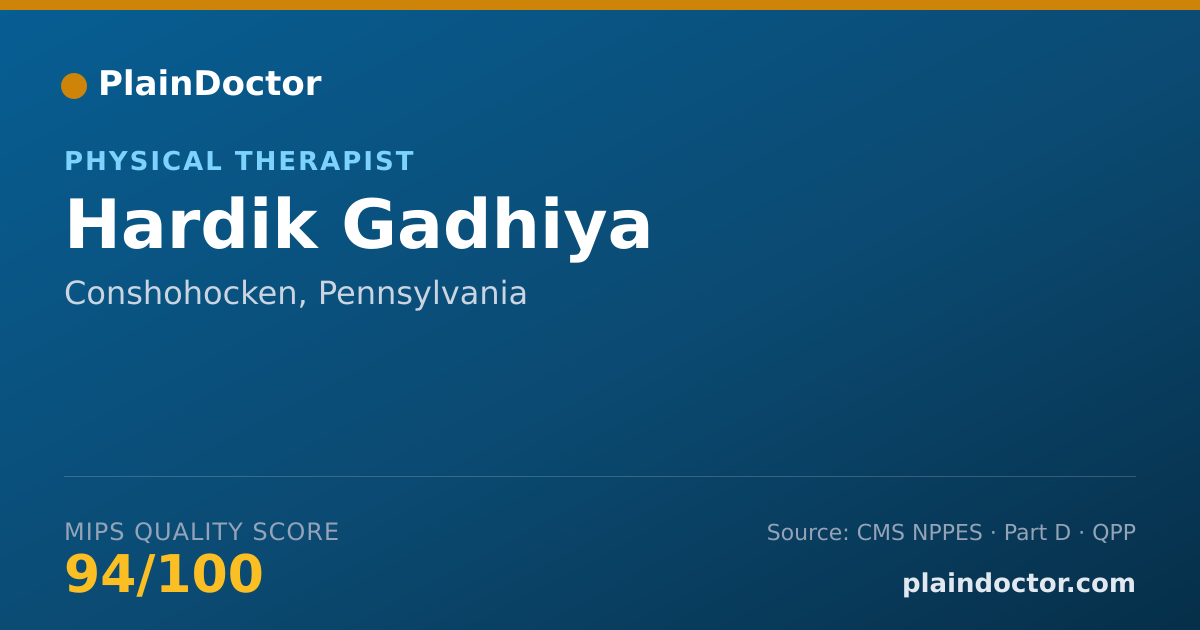 Shareable card for Hardik Gadhiya - Physical Therapist, Conshohocken, PA