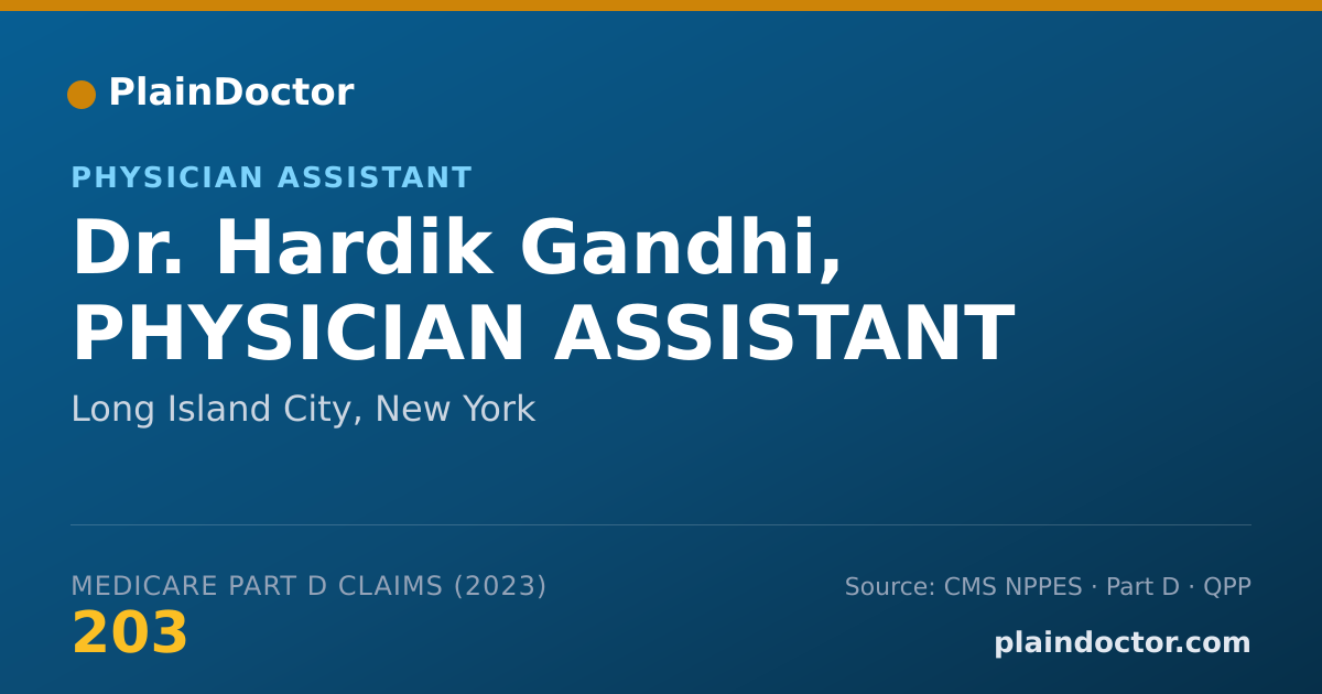 Shareable card for Hardik Gandhi, PHYSICIAN ASSISTANT - Physician Assistant, Long Island City, NY