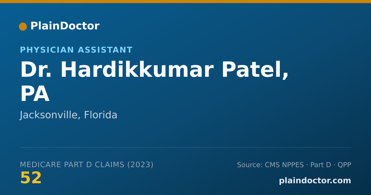 Shareable card for Hardikkumar Patel, PA - Physician Assistant, Jacksonville, FL