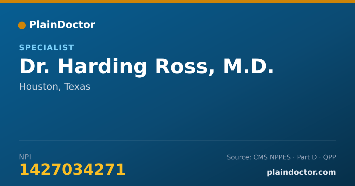 Shareable card for Harding Ross, M.D. - Specialist, Houston, TX