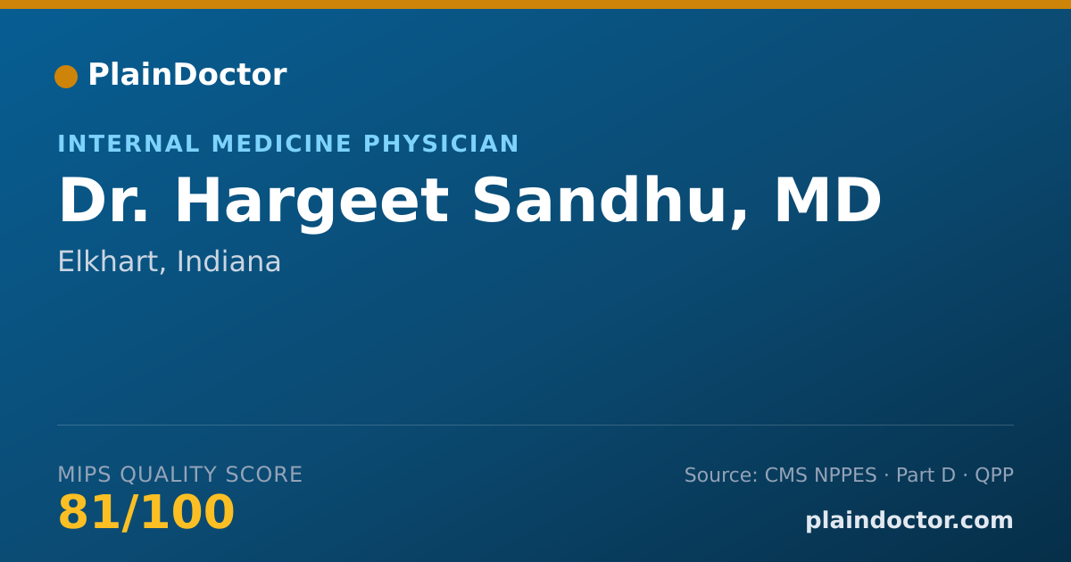 Shareable card for Hargeet Sandhu, MD - Internal Medicine Physician, Elkhart, IN
