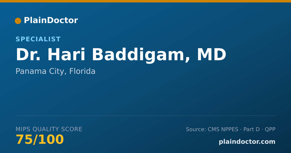 Shareable card for Hari Baddigam, MD - Specialist, Panama City, FL