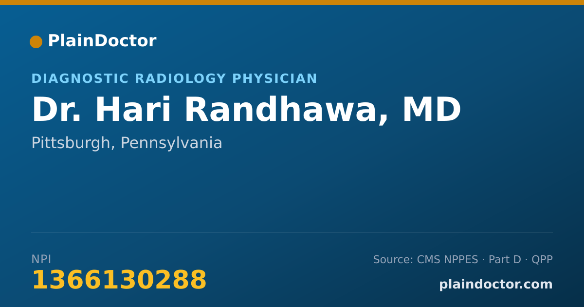 Shareable card for Hari Randhawa, MD - Diagnostic Radiology Physician, Pittsburgh, PA
