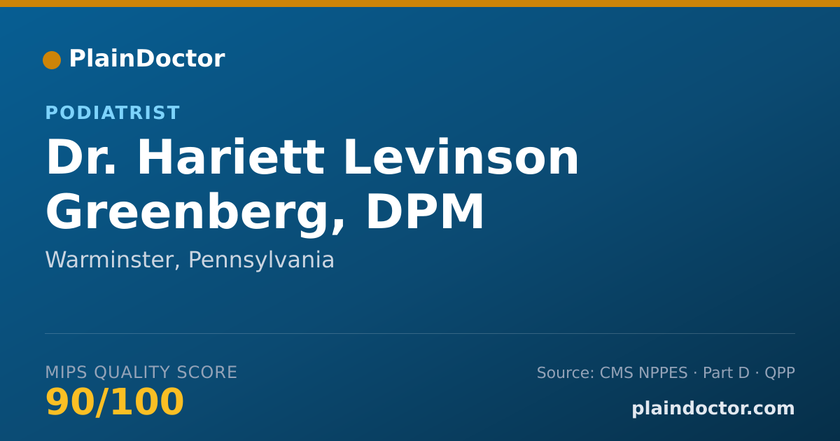 Shareable card for Hariett Levinson Greenberg, DPM - Podiatrist, Warminster, PA