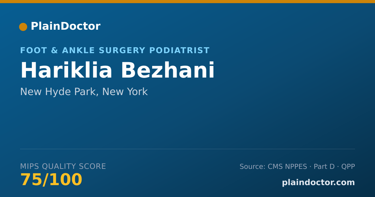 Shareable card for Hariklia Bezhani - Foot & Ankle Surgery Podiatrist, New Hyde Park, NY