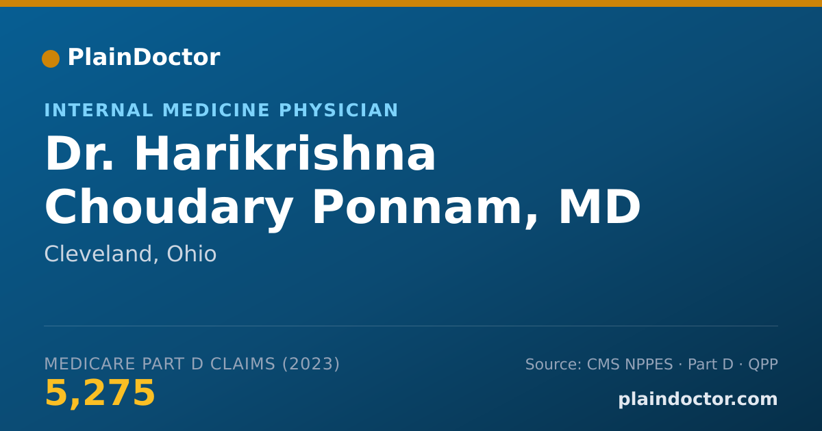 Shareable card for Harikrishna Choudary Ponnam, MD - Internal Medicine Physician, Cleveland, OH