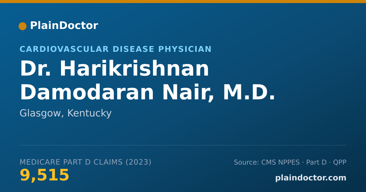Shareable card for Harikrishnan Damodaran Nair, M.D. - Cardiovascular Disease Physician, Glasgow, KY